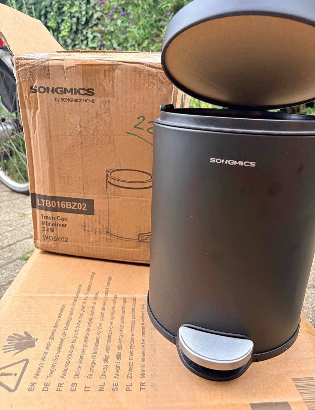 SONGMICS LTB016BZ02 – 6L pedaalemmer – zwart, Huis en Inrichting, Woonaccessoires | Prullenbakken, Met pedaal, Nieuw, Ophalen of Verzenden