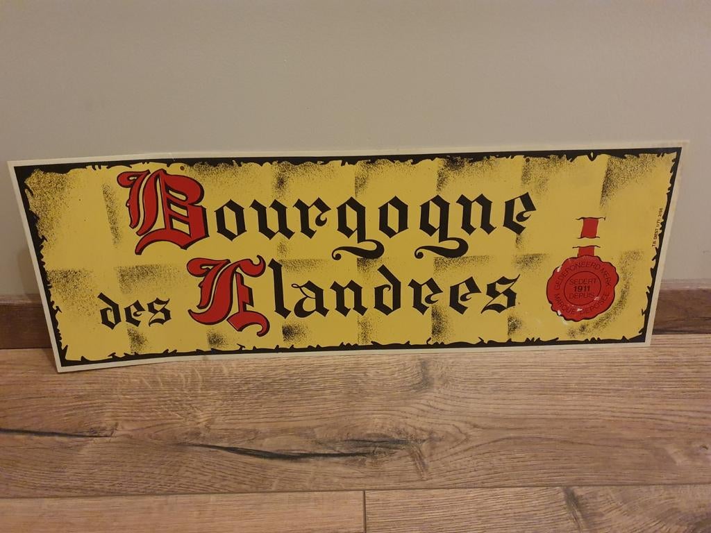 Plastic Reclamebord - Bourgogne Des Flandres -, Ophalen of Verzenden, Gebruikt, Reclamebord