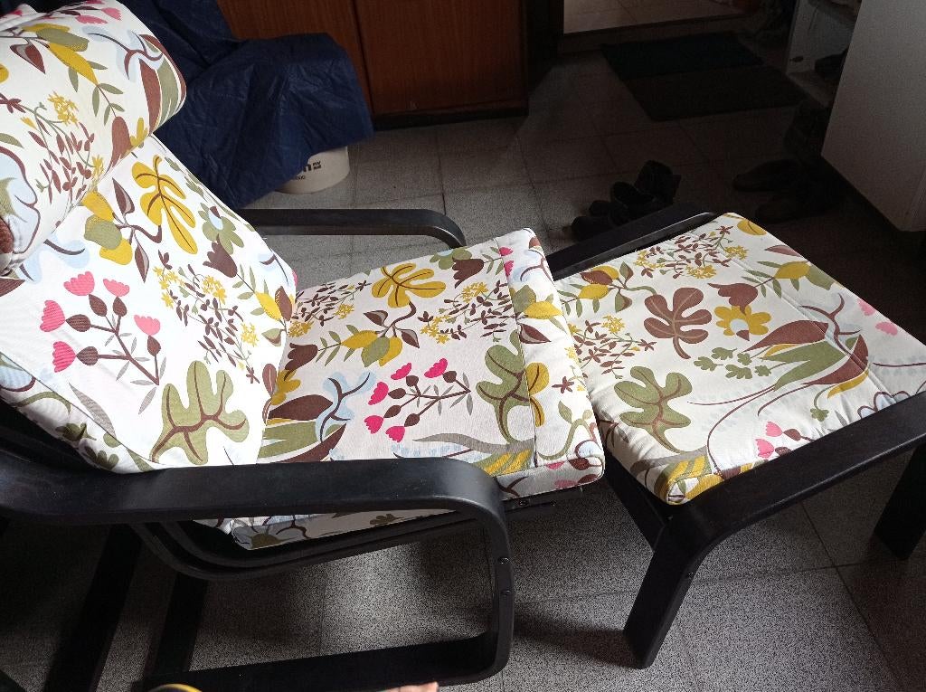 twee zetels met voetbankje, Huis en Inrichting, Ophalen, Gebruikt, 50 tot 75 cm, Stof