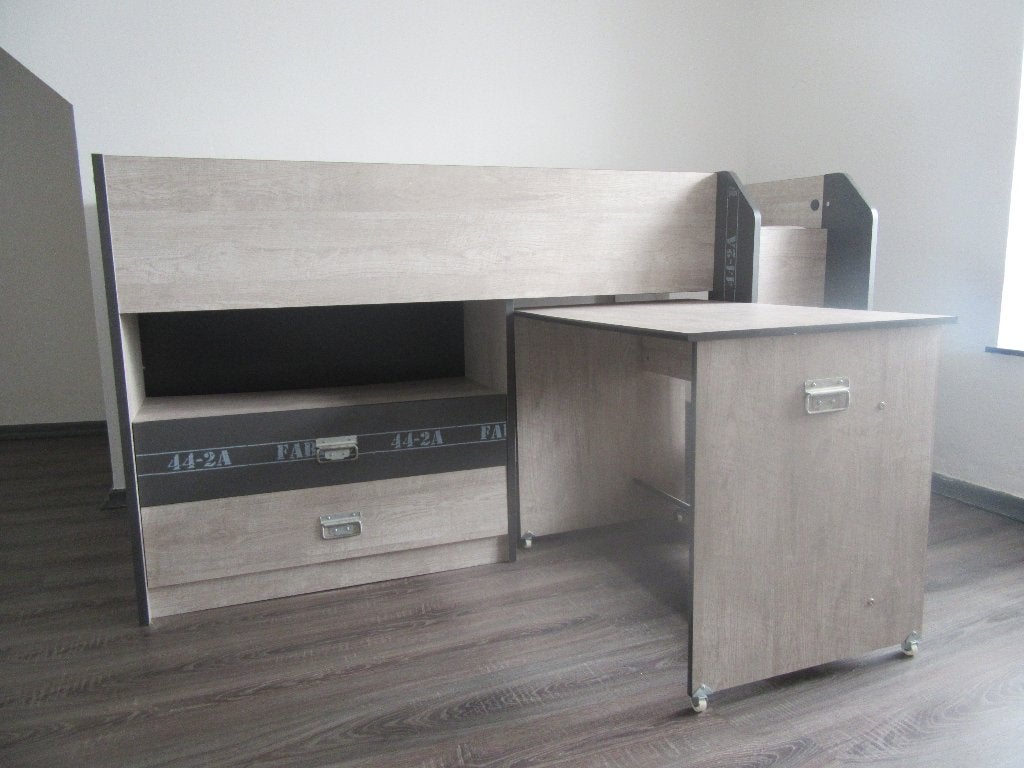 Lit combiné bureau enfant, Maison & Meubles, 90 cm, Gris, Une personne, Enlèvement