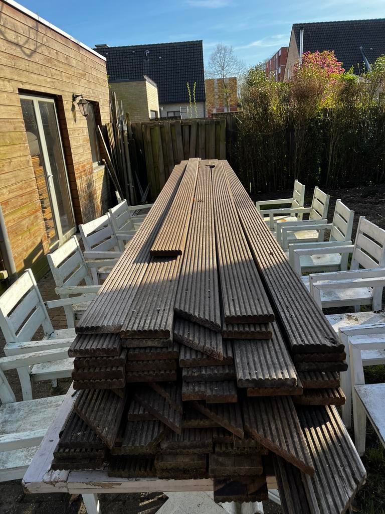 Bangkirai planken, Tuin en Terras, Ophalen, Zo goed als nieuw
