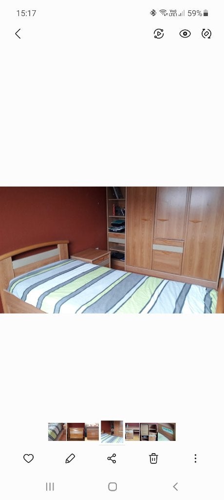 Eenpersoonsbed + nachtkastje, 90 cm, Stoer, robuust, Beige, Enlèvement