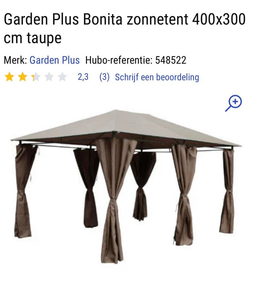 Bonita zonnetent taupe, Enlèvement, Neuf