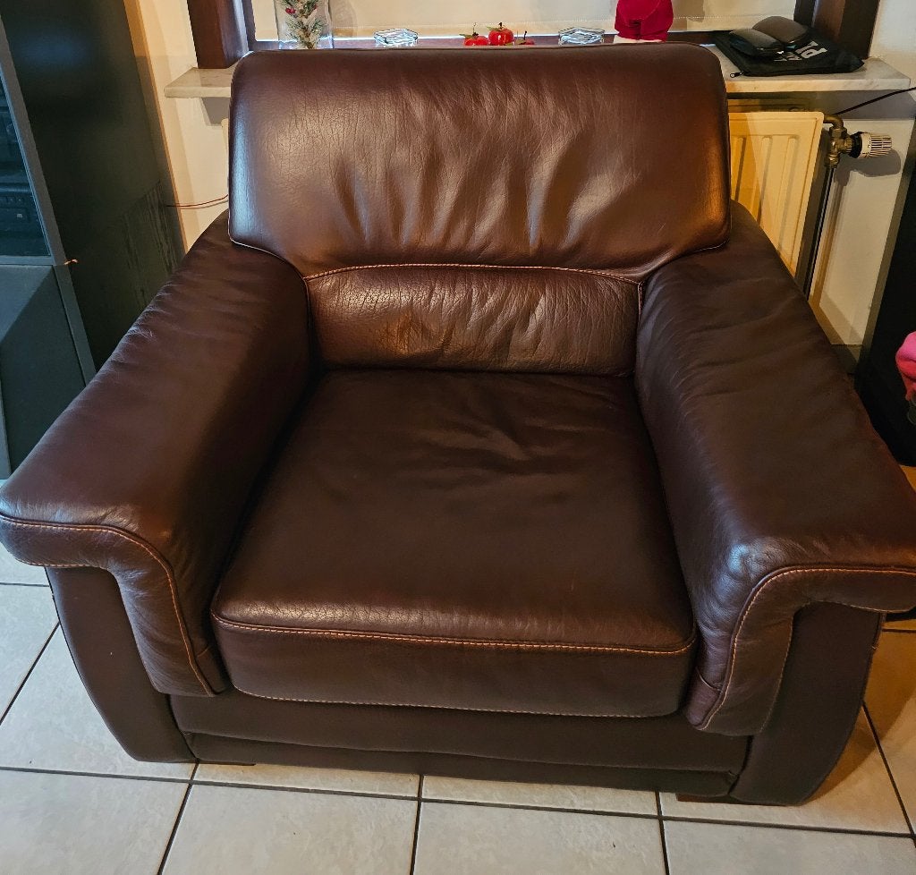 Lederen salon, Huis en Inrichting, Ophalen, Leer