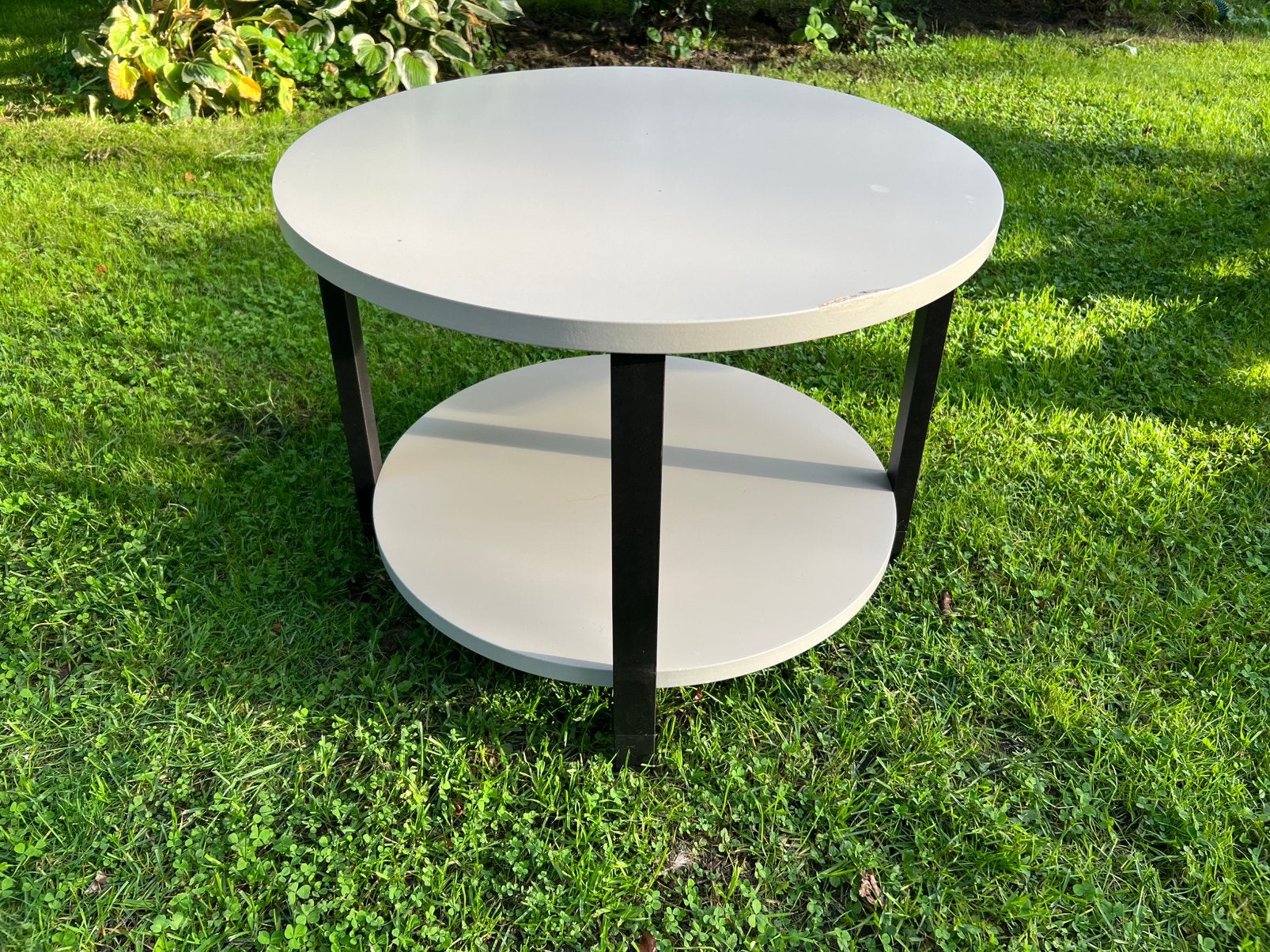 Table basse IKEA RISSNA - ronde - beige/noir, Enlèvement, Comme neuf, Rond