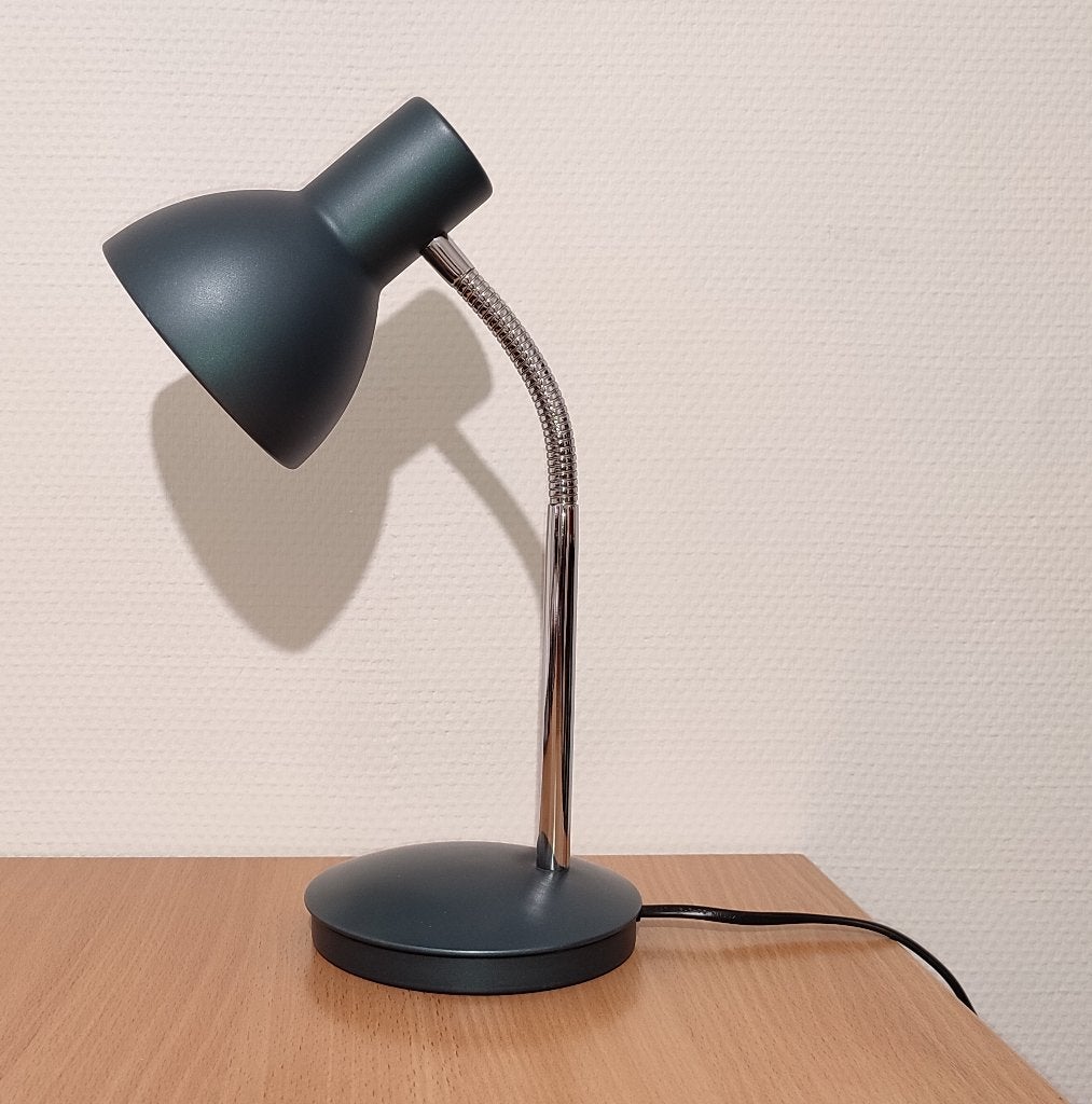 LAMPE de bureau LUCIDE Modèle Desmond Bleu métallisé Ampoule, Lampe de bureau, Comme neuf, Enlèvement, Avec interrupteur
