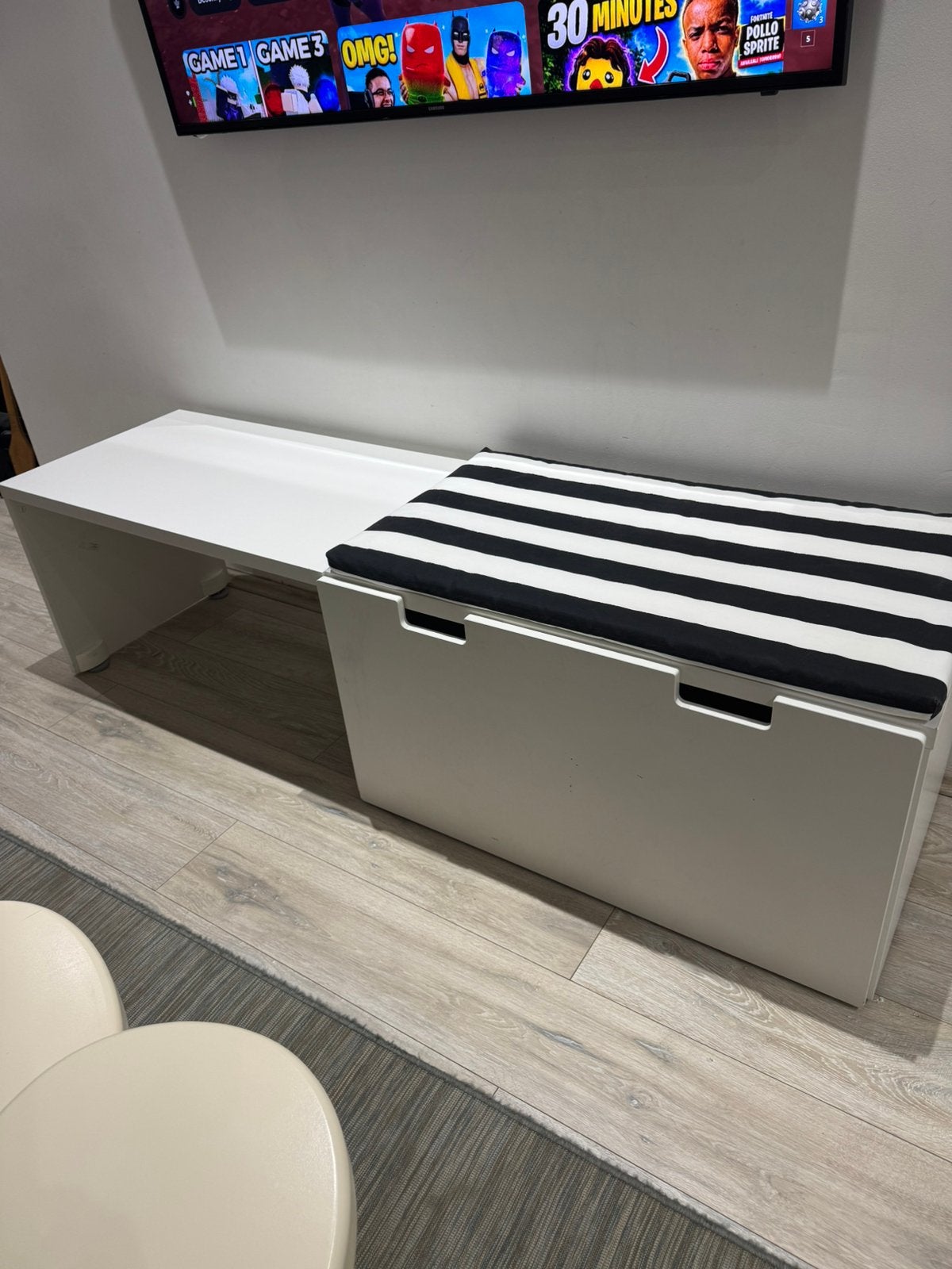 IKEA Smastad Speelgoedkist + Bankje - Wit, Ophalen, Gebruikt