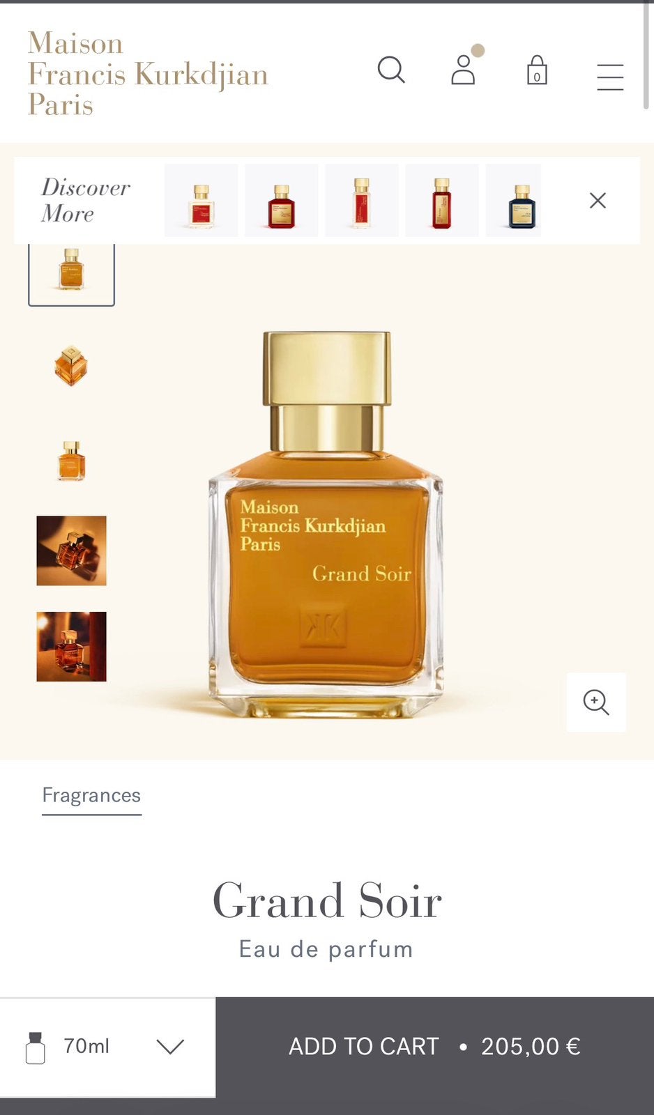 MFK Grand Soir Parfum 70ml, Collections, Parfums, Enlèvement ou Envoi, Comme neuf