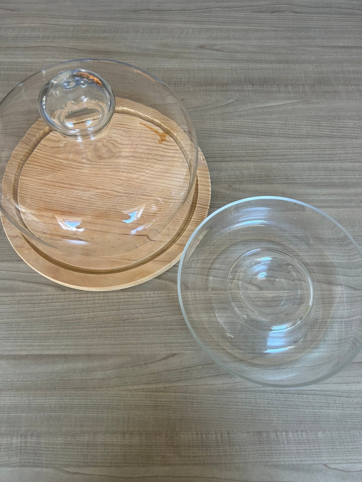Glazen kaasstolp + glazen dipschotel, Ophalen of Verzenden, Zo goed als nieuw, Glas