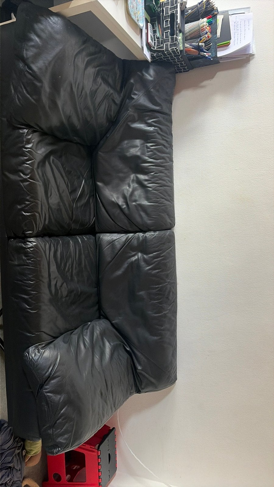 Durlet Cornelius Design Zetel – Zwart Echt Leder – Vintage, Ophalen, Gebruikt