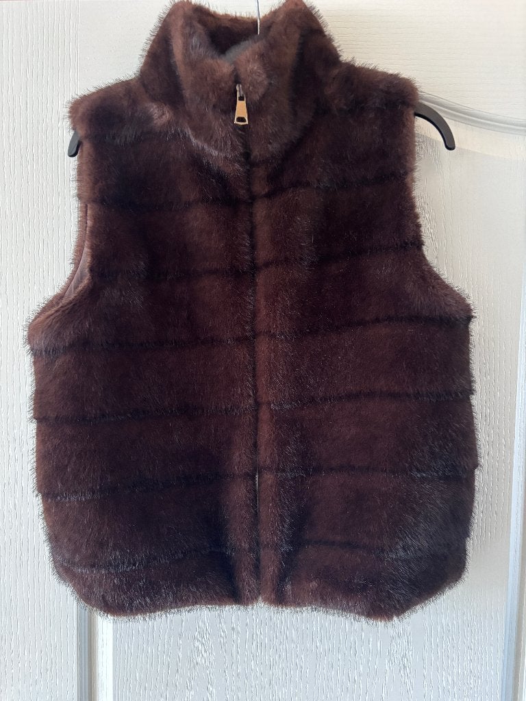 Donkerbruine pelsebodyverwarmer met voering 2 x gedr, Vêtements | Femmes, Enlèvement ou Envoi, Comme neuf, Brun