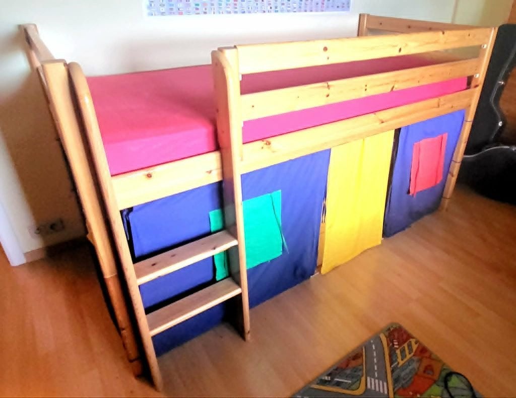 Hoogslaper met 'huisje' eronder, Ophalen, Gebruikt, 85 tot 100 cm, Hoogslaper of Stapelbed