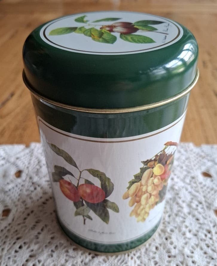 Zeldzaam vintage blikje met P.J. Redouté fruit afbeeldingen, Ophalen of Verzenden, Gebruikt, Overige, Overige merken