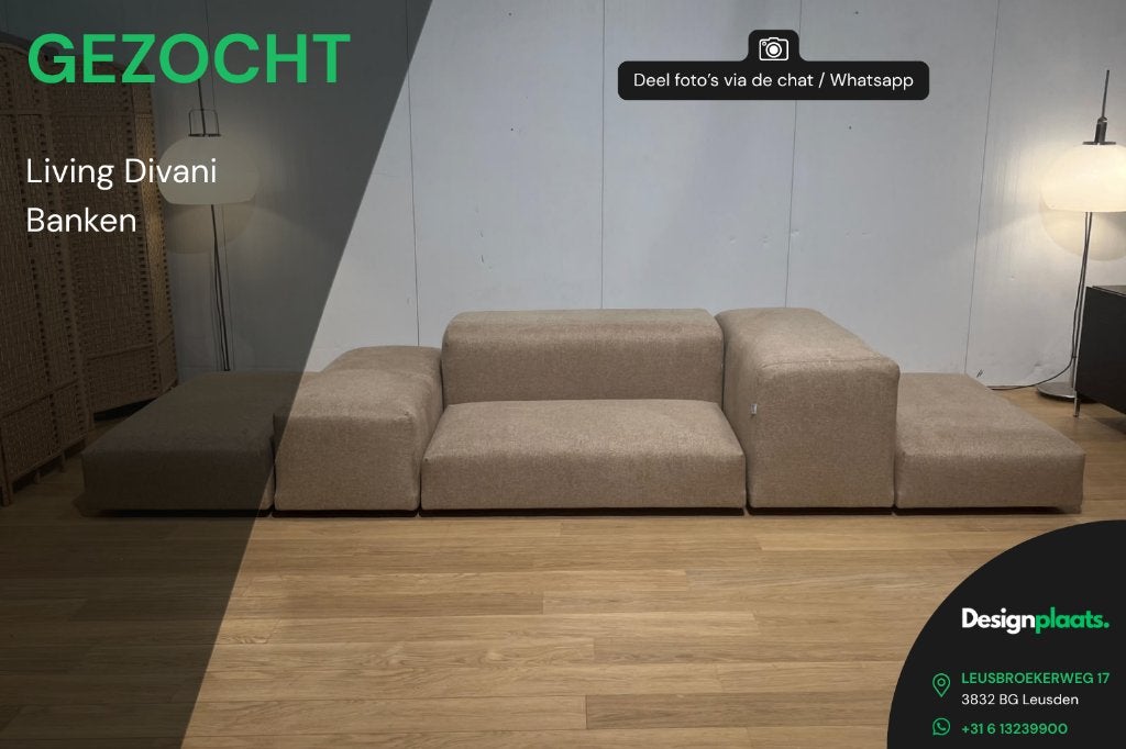 GEZOCHT: Living Divani Bank — Directe Inkoop, Ophalen of Verzenden, Hoekbank, Design Bankstellen Living Divani