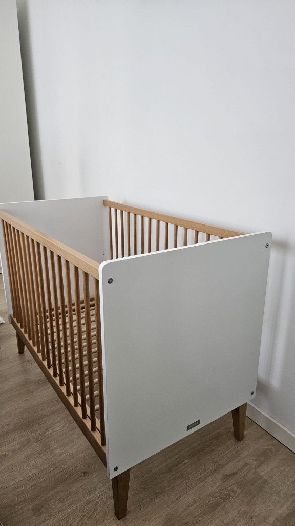 Bopita Babybed Wit / Naturel 60 x 120 cm, Kinderen en Baby's, Babywiegjes en Ledikanten, Ophalen, Gebruikt, Ledikant