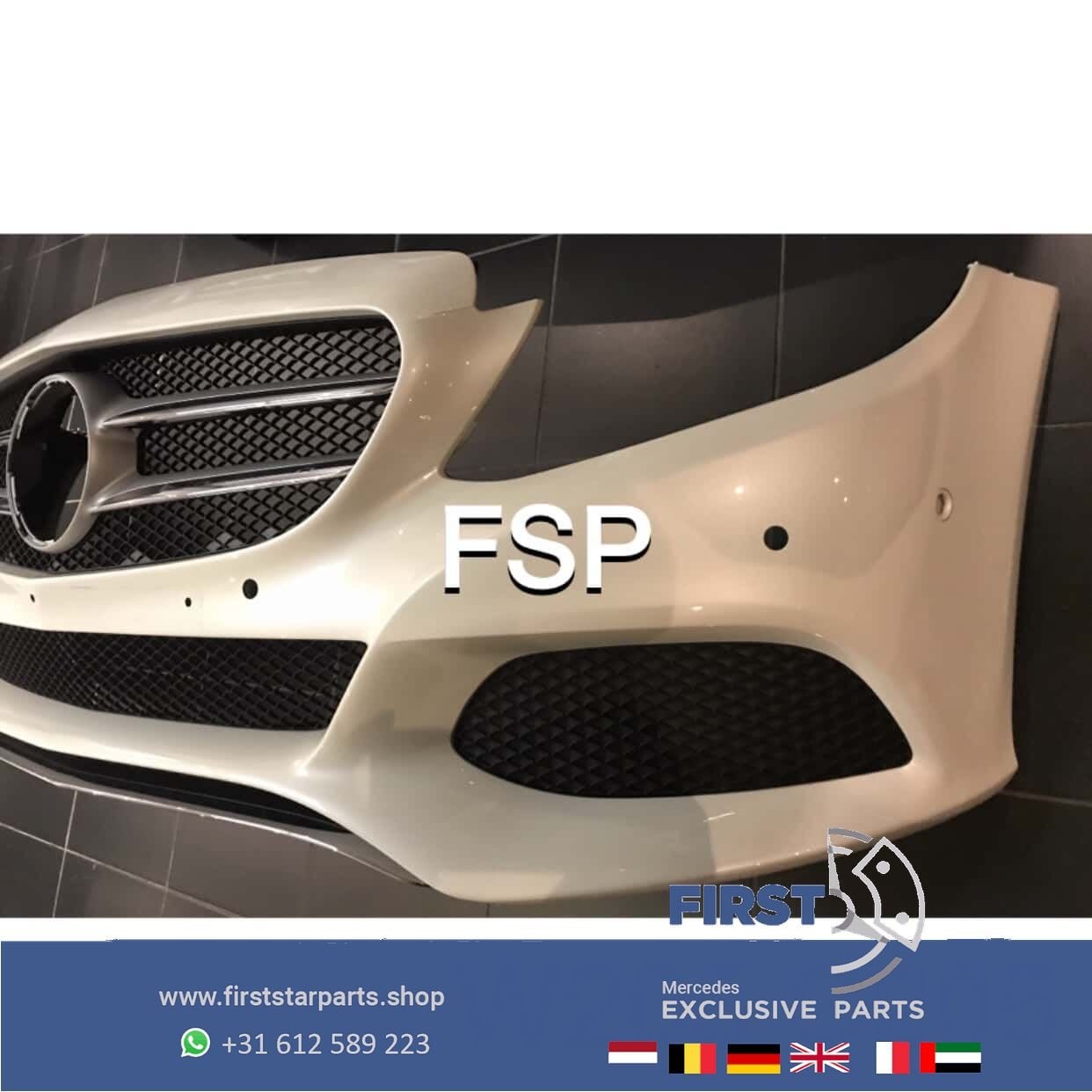 W205 C205 S205 VOORBUMPER Mercedes C Klasse WIT 2014-2020 CO, Gebruikt, -, Voor, Ophalen of Verzenden