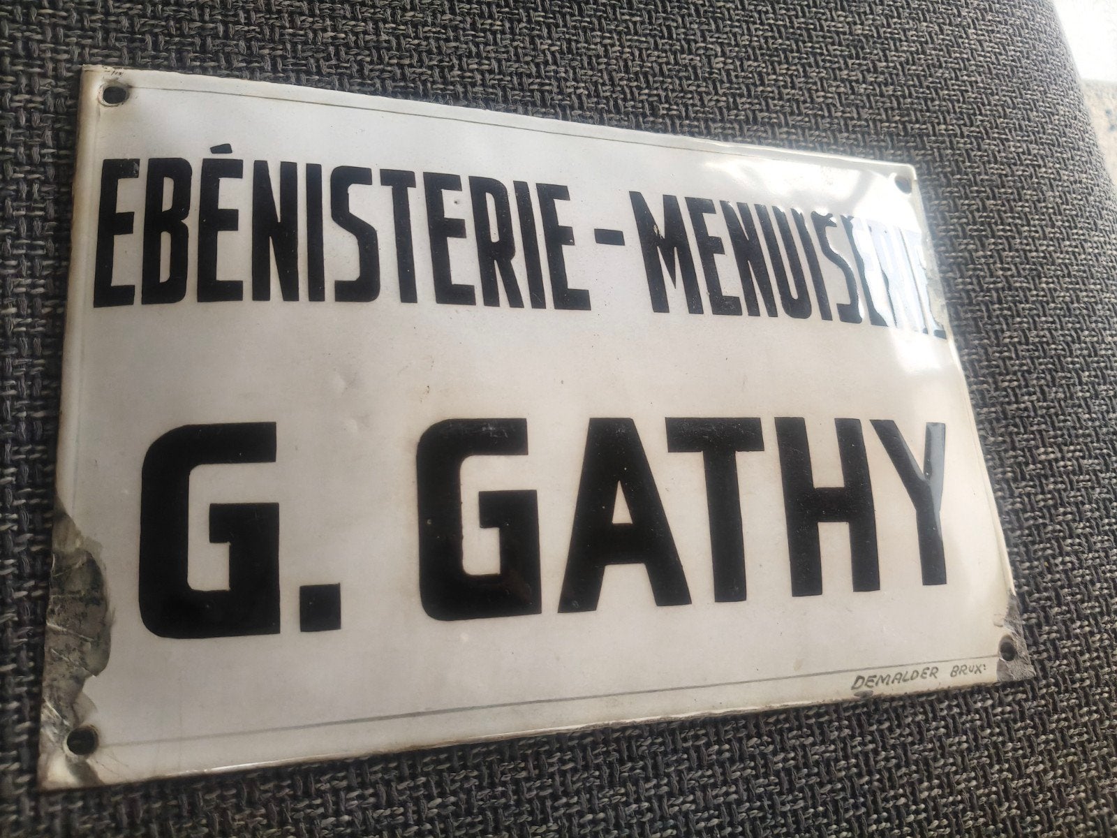 ancienne plaque émaillée vintage menuiserie ébénisterie, Enlèvement ou Envoi