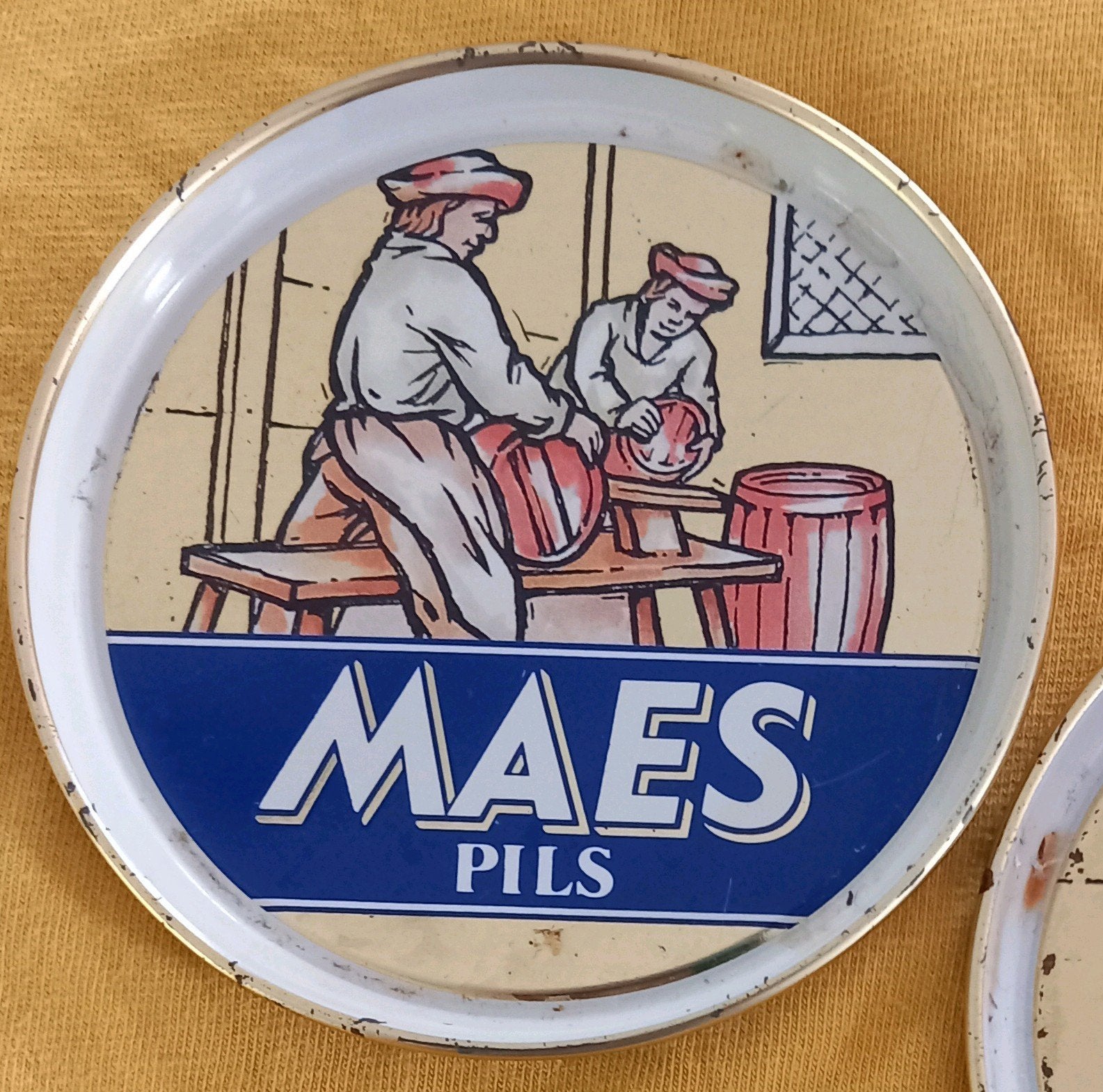 Sous-verre/coussin en étain MAES PILS -> 0,50, Enlèvement, Utilisé, Sous-bock