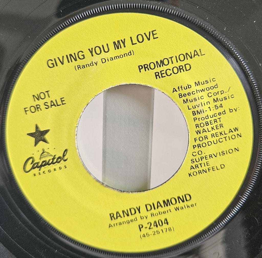 7" Single Promo - Randy DIAMOND - Giving You My Love, R&B et Soul, 7 inch, Promo, Utilisé
