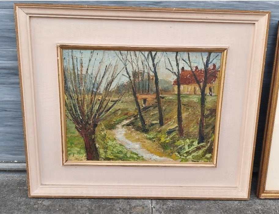 Huile sur panneau signe g beel, Enlèvement ou Envoi, Panneau