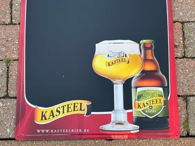 Kasteelbier licht metalen plakkaat, donker, triple,..., Ophalen, Gebruikt, Reclamebord