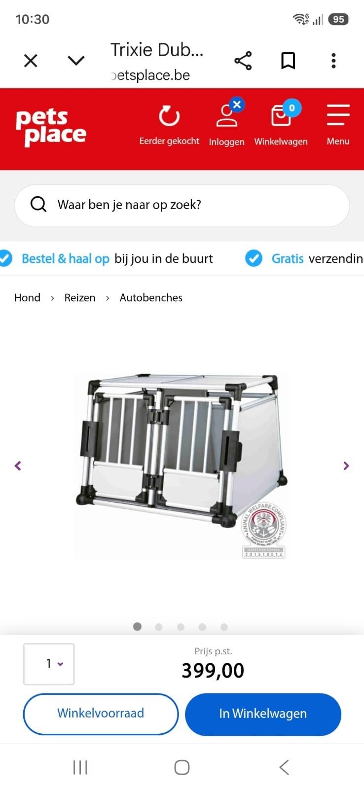 auto bench als nieuw, Dieren en Toebehoren, Ophalen, Zo goed als nieuw