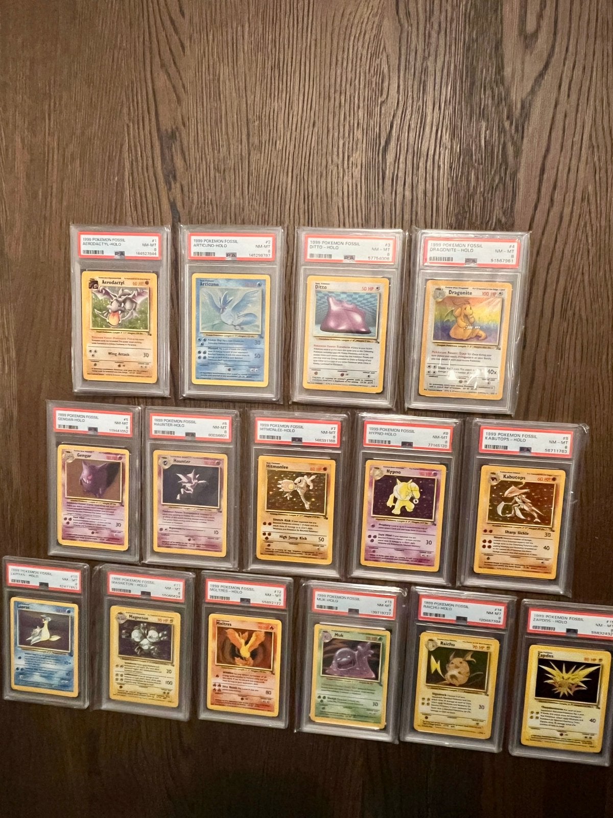 Pokemon complete Holo Fossil set PSA8, Hobby en Vrije tijd, Ophalen, Nieuw