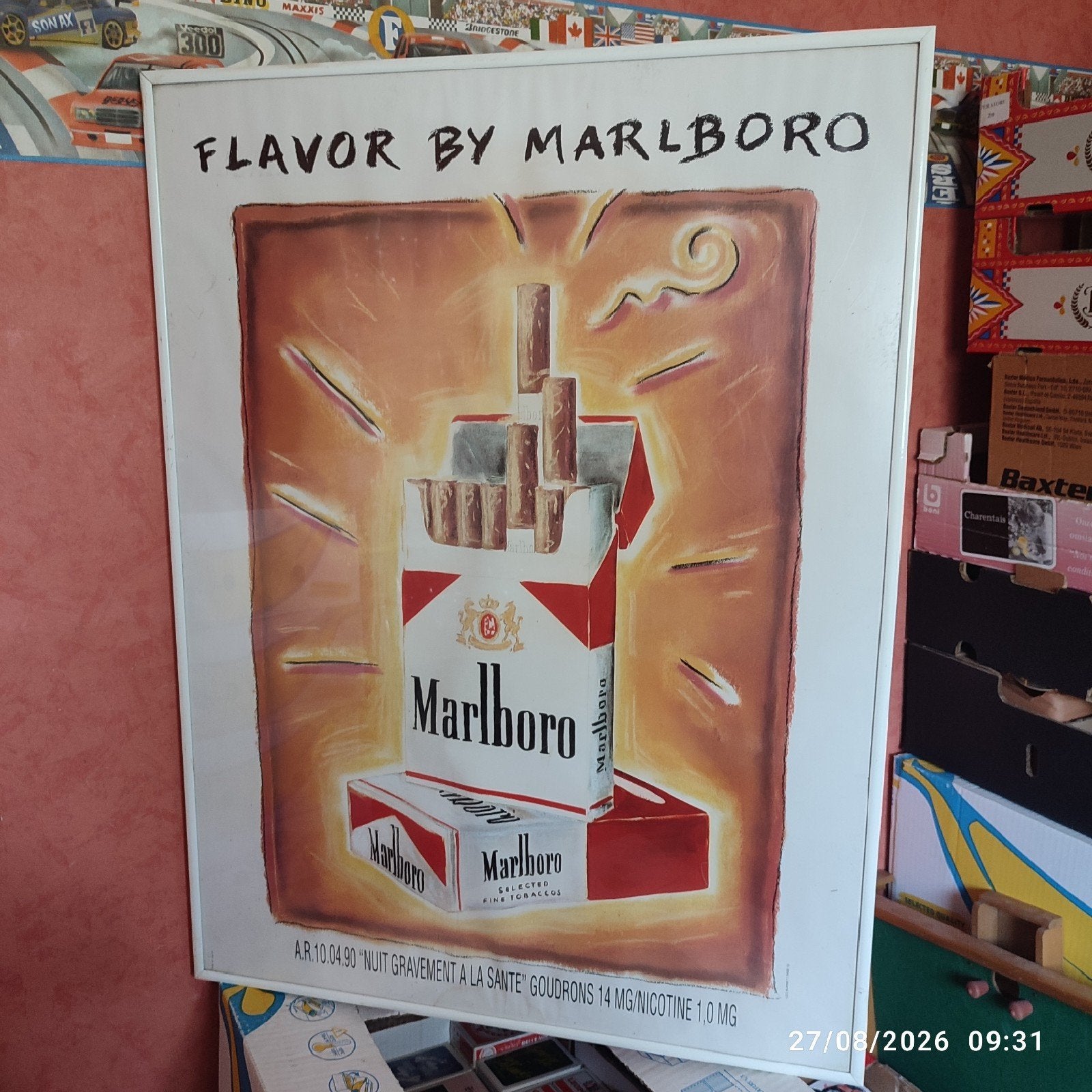Frame met MARLBORO-poster., Ophalen, Gebruikt, Luciferdoosjes of -merken