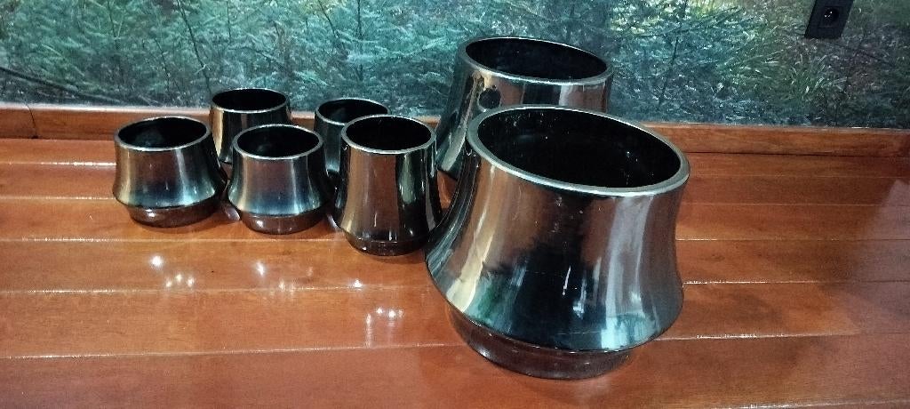 Set van 7 waterdichte bloempotten, Jardin & Terrasse, Pots de fleurs, Enlèvement, Utilisé, Intérieur