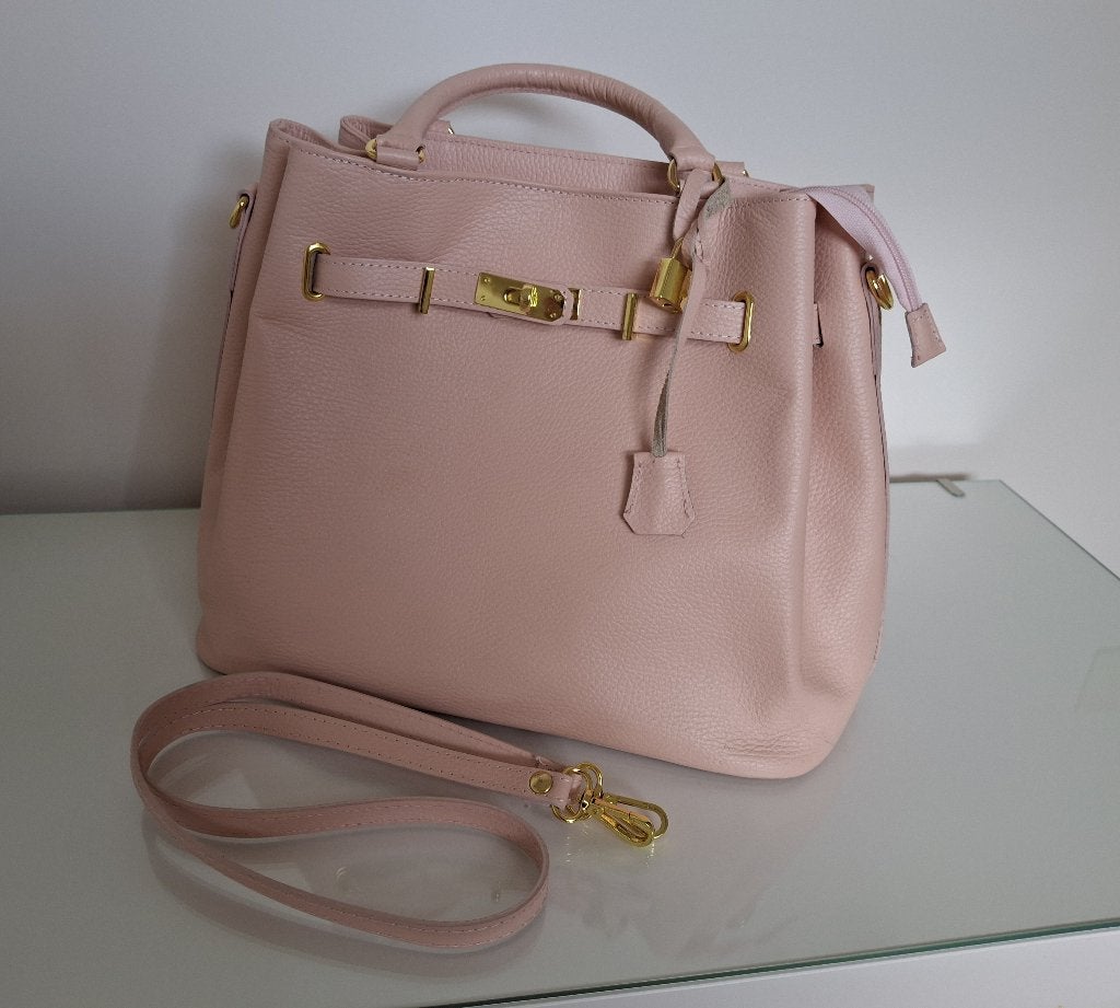Leren zacht roze handtas, Handtassen en Accessoires, Tassen | Damestassen, Ophalen, Nieuw, Roze, Handtas