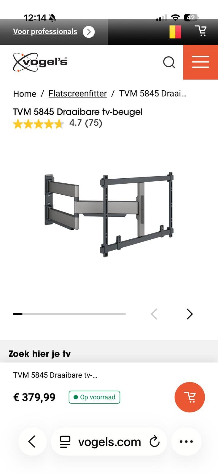 Draaibare tv beugel tot 55 kg, Audio, Tv en Foto, Televisiebeugels, Ophalen, Nieuw