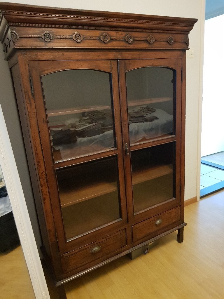 Mooie antieke vitrinekast, Huis en Inrichting, Kasten | Vitrinekasten, Zo goed als nieuw, 150 tot 200 cm, 100 tot 150 cm, 25 tot 50 cm