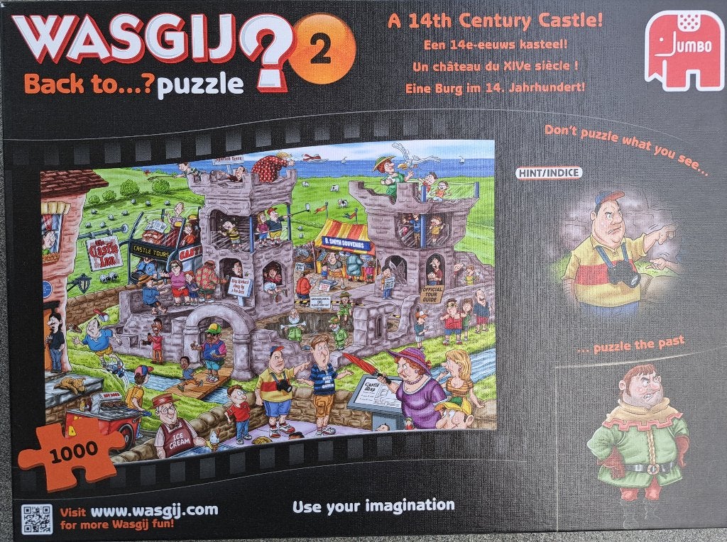Puzzel Wasgij Back to ...? nr. 2 Een 14e eeuws kasteel, Enlèvement, 500 à 1500 pièces, Utilisé, Puzzle
