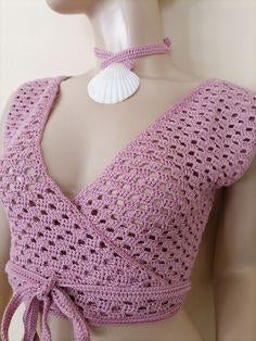 haut portefeuille en crochet, Vêtements | Femmes, Tops, Rose, Taille 36 (S), Envoi, Neuf