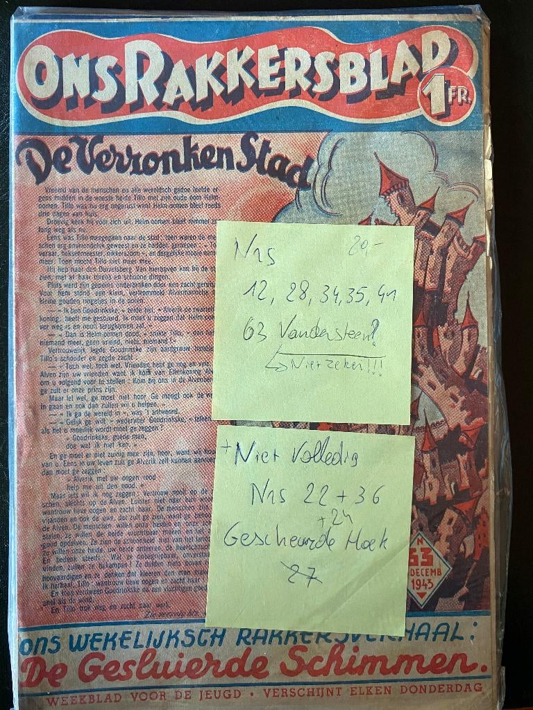 Ons Rakkersblad - 6 nrs 1943, Boeken, Gelezen, Ophalen of Verzenden, Sirius, Meerdere stripboeken