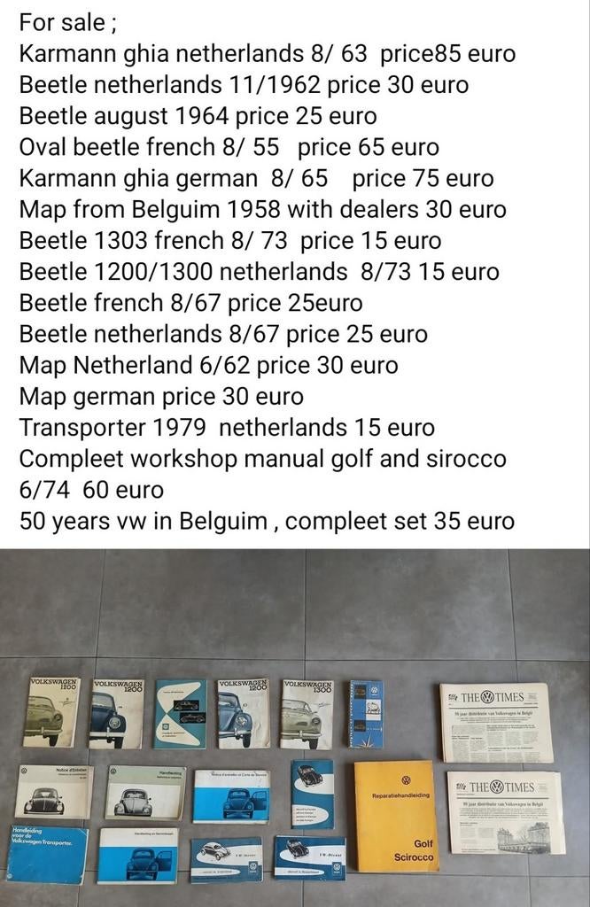 Verschillende handleidingen van volkswagen kever, bus ,, Ophalen of Verzenden