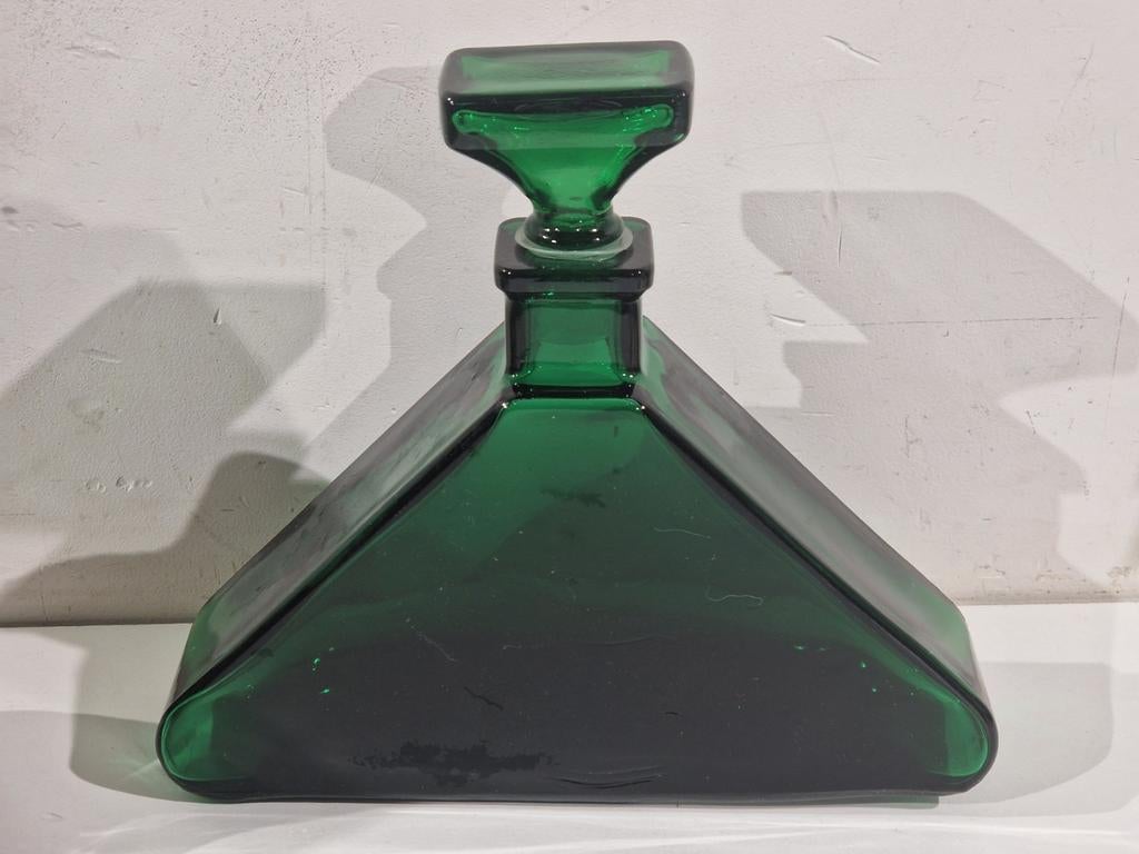 Zwaar glazen fles  , made in italy jaren 70 , empoli design, Antiek en Kunst, Antiek | Glaswerk en Kristal, Ophalen of Verzenden
