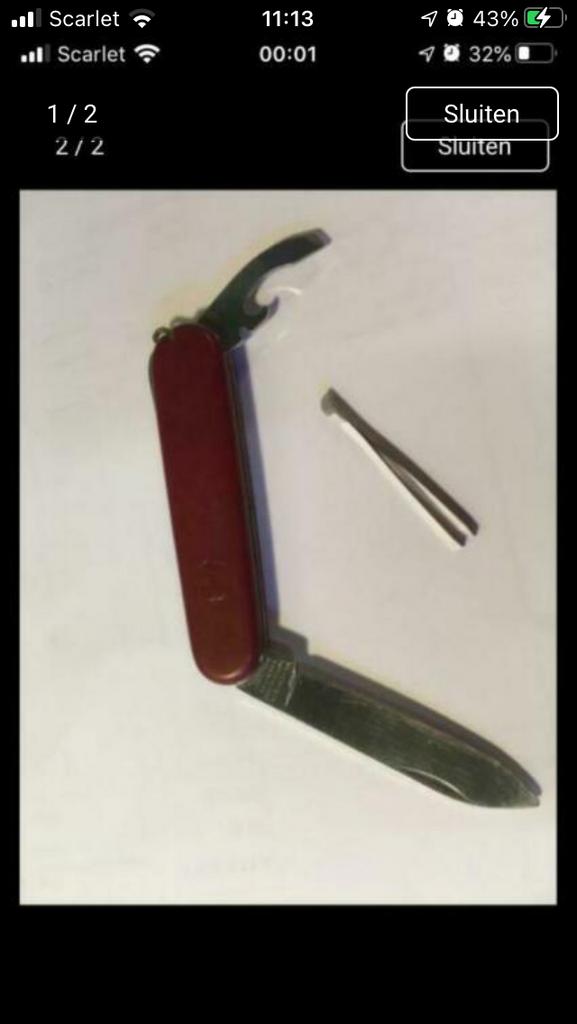 couteau de poche suisse, Enlèvement ou Envoi, Comme neuf