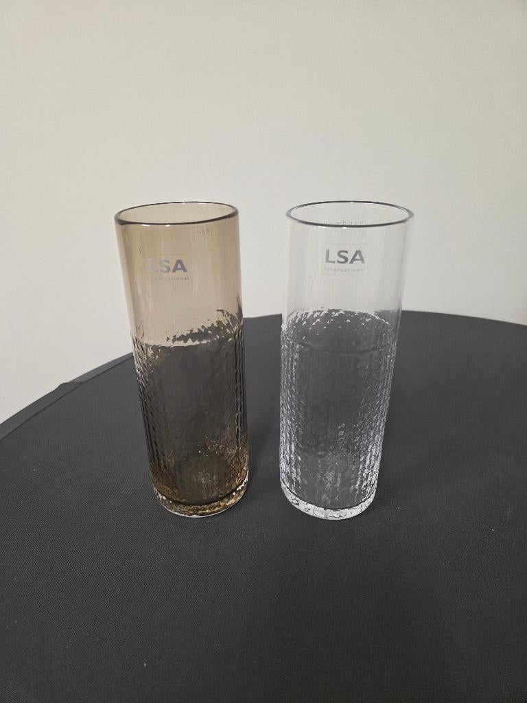 Wicker vaas - LSA International - taupe of clear - nieuw!, Huis en Inrichting, Overige kleuren, Nieuw, Ophalen of Verzenden, Glas