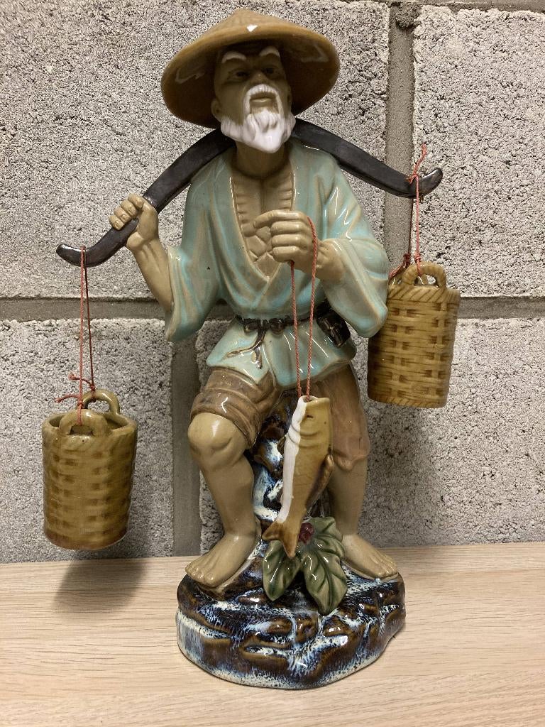 Chinese mudman, visser koopman groot formaat porselein, Ophalen of Verzenden