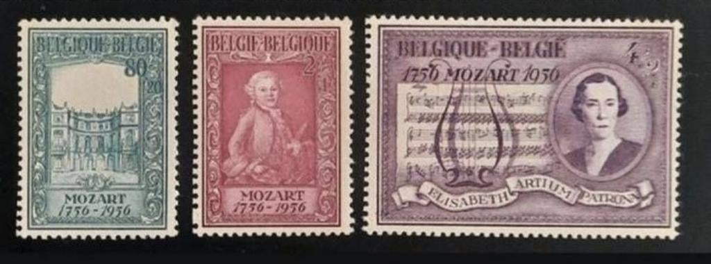 België: OBP 987/89 ** Mozart 1956., Postzegels en Munten, Orginele gom, Ophalen of Verzenden, Zonder stempel, Postfris