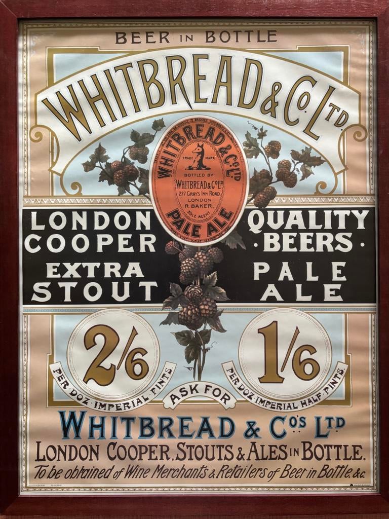 Whitbread, oude affiches ! Ingekaderd, Verzamelen, Ophalen, Zo goed als nieuw