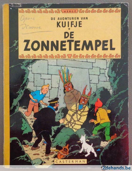 Kuifje - De zonnetempel - 1960 (SC met linnen rug), Gelezen