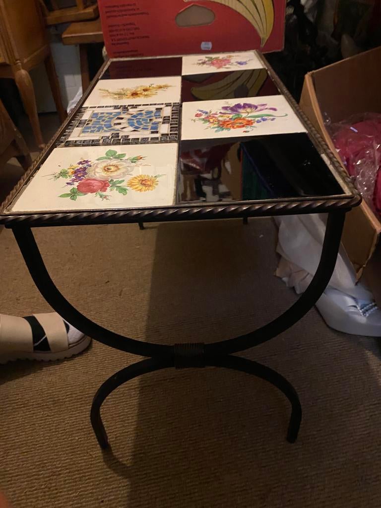 Vintage bijzettafel mozaïek, Ophalen, Gebruikt, Rechthoekig