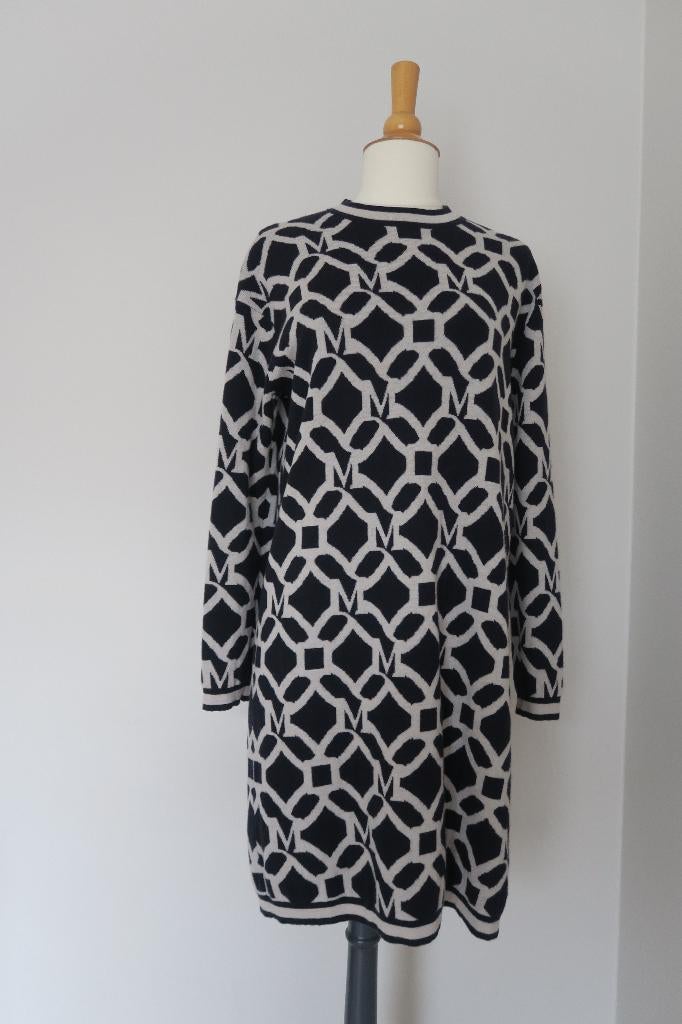 Jacquard jurk - Tolosa - Max Mara - S, Blauw, Max Mara, Ophalen of Verzenden, Zo goed als nieuw