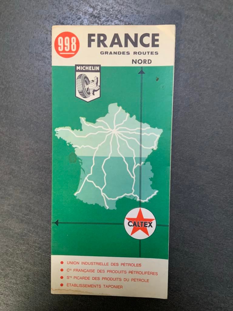 Vintage Michelin Caltex wegenkaart Frankrijk noord no 998, Boeken, Atlassen en Landkaarten, Ophalen of Verzenden, Gelezen, Frankrijk