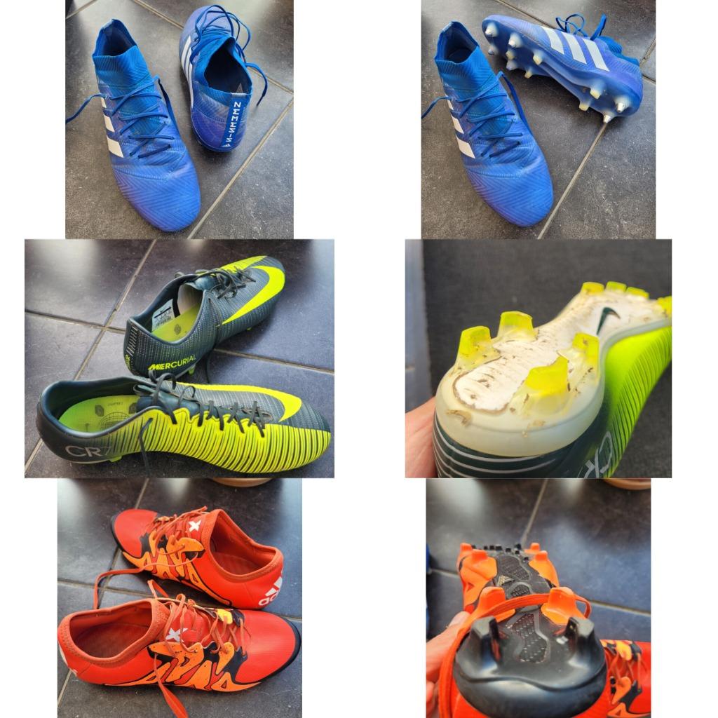 CHAUSSURES FOOT ADIDAS & NIKE +CHEVILLIERE +CHAUSSETTE, Sports & Fitness, Football, Enlèvement, Comme neuf, Chaussures