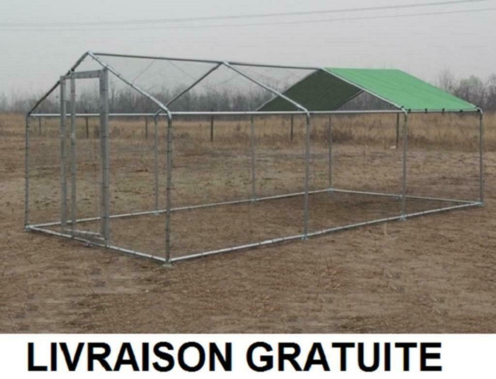 Poulailler 18m² 6x3x2,25m enclos poule parc chatiere voliere, Dieren en Toebehoren, Pluimvee | Toebehoren, Verzenden, Nieuw, Kippenhok of Kippenren