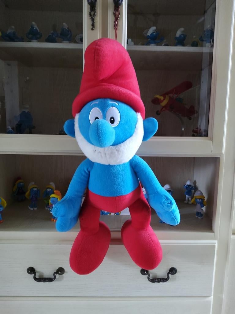 Grande peluche Grand Schtroumpf, Collections, Schtroumpfs, Enlèvement, Utilisé, Grand Schtroumpf, Poupée, Figurine ou Peluche