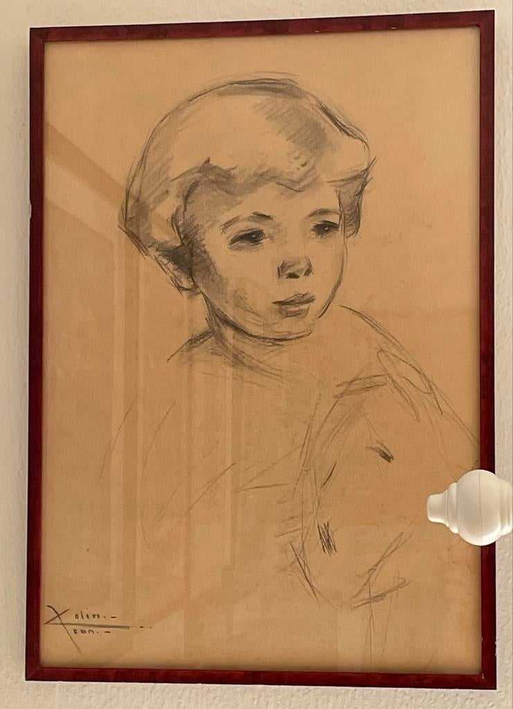 Jean Colin - Dessin au crayon - Signé - A3 - Avec cadre, Antiquités & Art, Enlèvement ou Envoi